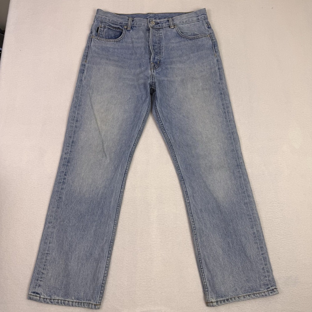Helmut Lang Crop Straight Light Classic Jeans Women's Medium Button Fly Denim‎